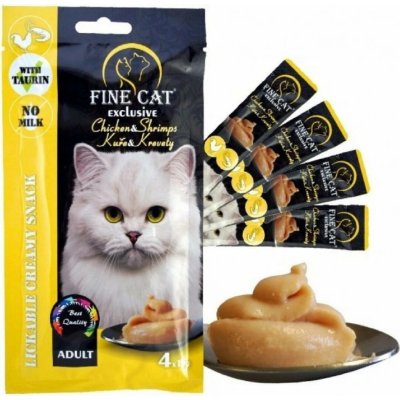 Fine Cat Exclusive Krémová svačinka Kuře & Krevety 4 x15 g – Zboží Mobilmania