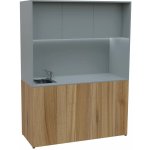 KUCH - CUBE PLUS 3 kuchyňka, vybavení - dřez + baterie, 2000x1480x600 mm, LED osvětlení, dvířka, ořech světlý/šedá – Sleviste.cz