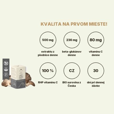 Hrotlife Hlíva Ústřičná s Vitamínem C 60 kapslí – Hledejceny.cz