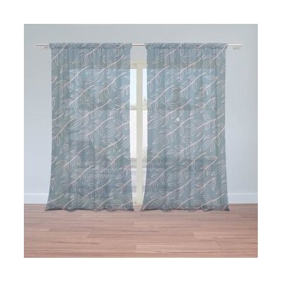 Sablio Záclony Růžové malované lístky: 2ks 150x250cm – Hledejceny.cz