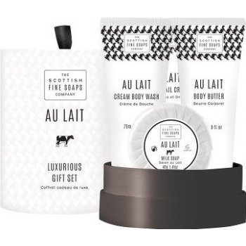 Scottish Fine Soaps Au Lait sprchový gel 75 ml + tělové máslo 75 ml + krém na ruce 75 ml + mýdlo 50 g dárková sada