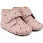 POMPOM Kožené capáčky Beginners na suchý zip Dusty Rose Dot – Sleviste.cz