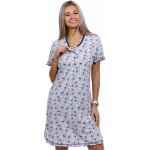 Šedá noční košile na kojení do porodnice s knoflíky vzor modrý i bílý motýlci 1C3537 šedá – Zboží Dáma