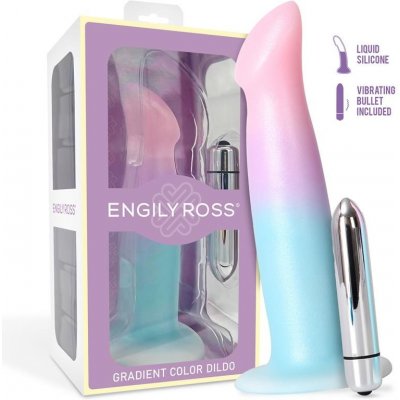 Engily Ross Dildox Vibrating Color Gradient Liquid Silicone Dildo 17 cm Blue Pink