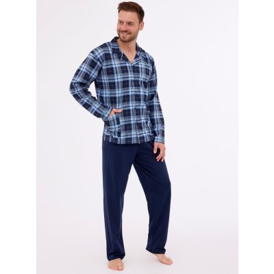 Cornette 114/72 pánské pyžamo dlouhé propínací modré – Zboží Dáma