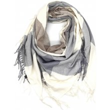 Classic Scarf dámská pánská vlněná kostkovaná šála smetanová holubí šeď