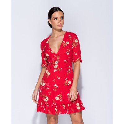 Parisian letní květované mini šaty Floral Red červená – Zbozi.Blesk.cz