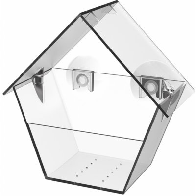 Esschert Design Krmítko pro ptáky s přísavkami Clear 15 x 15 x 9 cm plast transparentní – Zboží Mobilmania