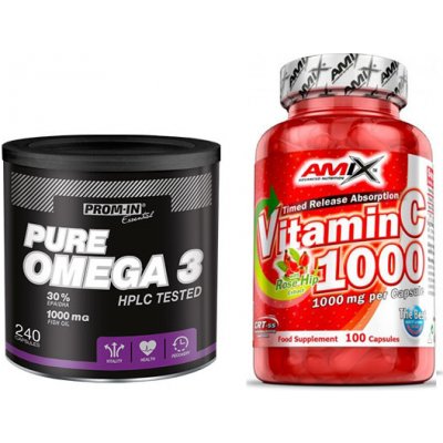 Amix VITAMIN C 1000 mg 100 kapslí + Prom-IN Omega 3 pure 240 kapslí