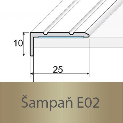 Profil Team Schodová hrana šampaň E02 25x10mm 1,2 m – Sleviste.cz