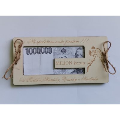 Dřevěné svatební přání na peníze - MILION – Zbozi.Blesk.cz