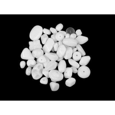 Skleněné korálky ramš 2. jakost, bílá, 50 g – Zboží Mobilmania