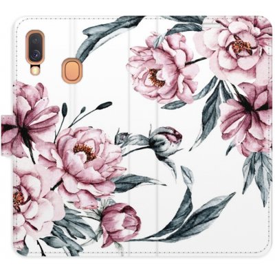 Pouzdro iSaprio Flip s kapsičkami na karty - Pink Flowers Samsung Galaxy A40