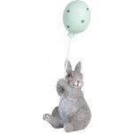 Dekorace šedý králík s modrým balónkem 7*6*18 cm – Zboží Dáma