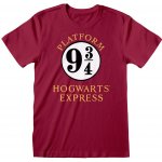 CurePink pánské tričko Harry Potter Hogwarts Express vlak do Bradavic červené – Sleviste.cz