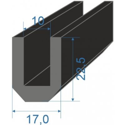 05352855 Pryžový profil tvaru "U", 22,5x17/10mm, 60°Sh, EPDM, -40°C/+100°C, černý | Zboží Auto