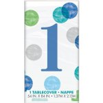 Unique ubrus plastový 1. narozeniny modré puntíky 137x213cm – Sleviste.cz