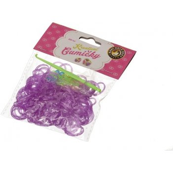 Loom Bands pletací gumičky sv. fialové 200ks + háček