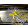 Svatební autodekorace Mašle na kliky nebo zrcátka - bílý tyl / žlutá