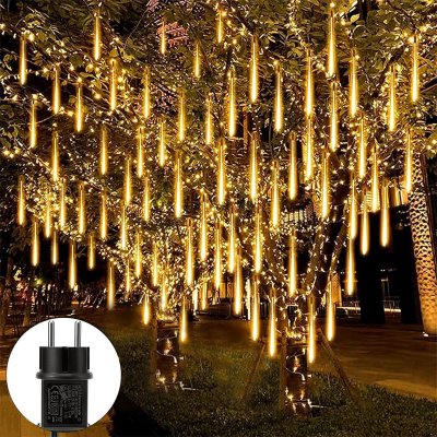 ROSNEK 192 LED Meteor Shower Rain Lights Teplá bílá Vodotěsné Icicle Fairy Lights Zahradní párty Vánoční dekorace – Zboží Mobilmania