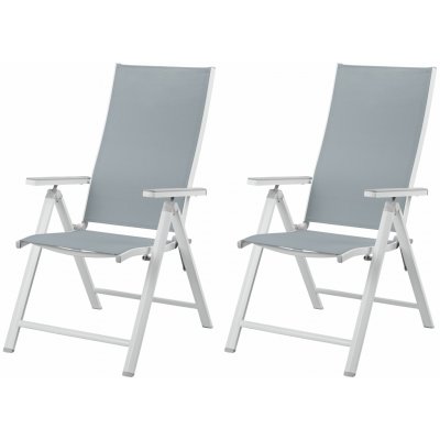 LIVARNO home Hliníkové polohovací křeslo Houston, bílá/světle šedá, 2 kusy – Sleviste.cz