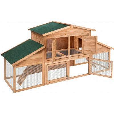 Tectake 403226 xxl králíkárna dřevěná klec dvoupatrová s odpočívadlem - hnědá 226 x 77 x 95,5 cm – Zboží Dáma