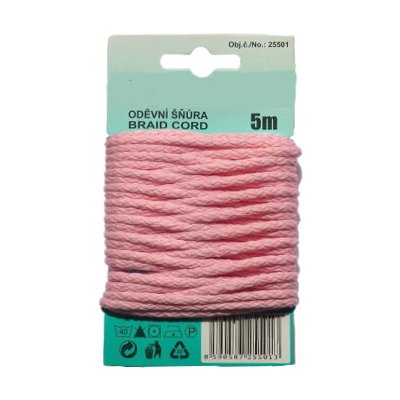 Šňůra oděvní PES 4mm/5m barva 14 růžová – Zbozi.Blesk.cz