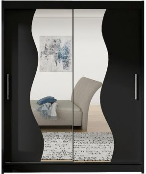 Kapol Westa S 150 cm s půleným zrcadlem a posuvnými dveřmi Matná černá