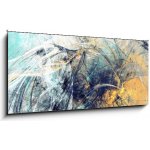 Obraz 1D panorama - 120 x 50 cm - Artistic texture of paints. Abstract beautiful blue and yellow background. Modern futuristic pattern. Fractal artwork for creative grap – Hledejceny.cz
