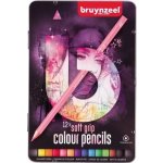 Bruynzeel 60212002 Trojhranné pastelky Soft Feel +10 sada 12 barev v kovové etui