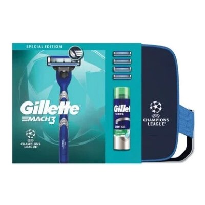Gillette Mach3 strojek + hlavice 4 ks + Sensitive gel 200 ml + kosmetická taška – Hledejceny.cz