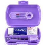 CURAPROX Kids travel set fialový 1x zubní kartáček, 2x mezizubní kartáček CPS, 1x zubní pasta meloun 6+ 10 ml, 1x nálepka – Zboží Mobilmania