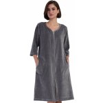 Elegantní hřejivý župan na zip ze sametu na kojení do porodnice 1TB0084 šedá – Zboží Dáma