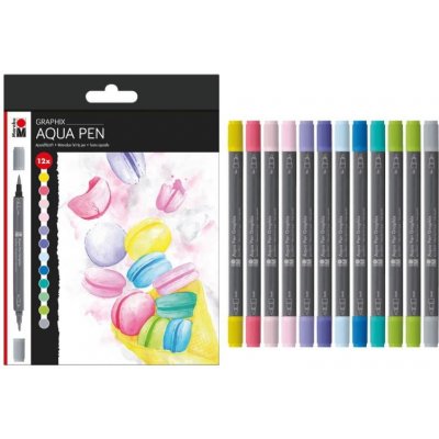 Marabu Graphix Akvarelový popisovač v pastelových barvách 12 ks – Hledejceny.cz