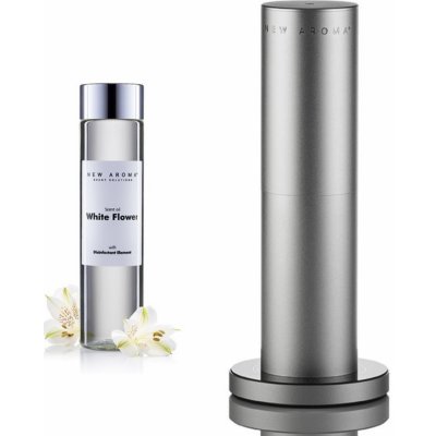 New Aroma difuzér Tower silver 100 m2 + 200 ml olej White Flower aroma olej – Zboží Mobilmania