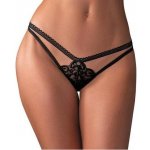 Obsessive Černé tanga z krajky blomentis černá – Zboží Dáma