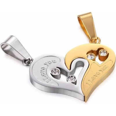 Impress Jewelry Ocelové přívěsky pro dva I love You zlatý F214 – Zboží Mobilmania