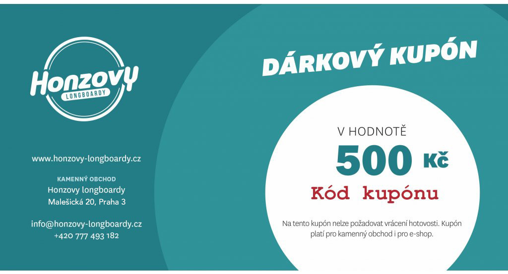 Dárkový poukaz Honzovy longboardy 500 Kč od 500 Kč - Heureka.cz