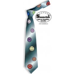 Soonrich kravata šedá smajlík kor002