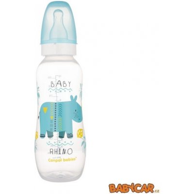Canpol Babies láhev s potiskem Afrika Nosorožec/Modrá 330ml – Zboží Mobilmania