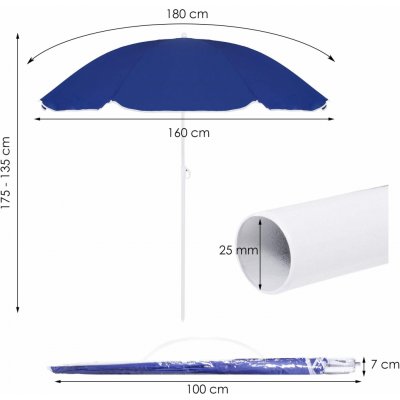 Springos BU0022 PLAŽOVÝ SLUNEČNÍK 180 CM – Hledejceny.cz