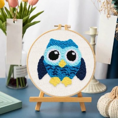 Figured ART Vyšívání dutou jehlou sada MODRÁ SOVA – Zboží Mobilmania