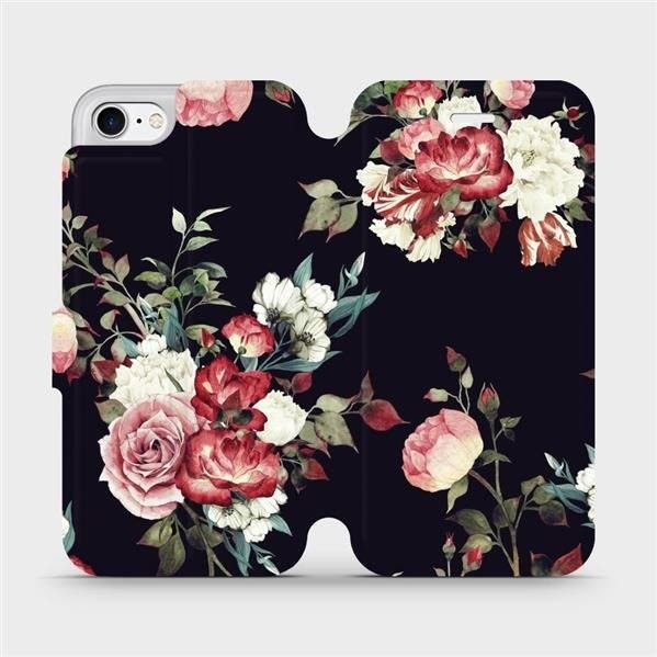 Pouzdro Mobiwear parádní flip Apple iPhone 7 - VD11P Růže na černé