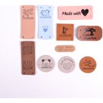 Koženkové štítky Handmade mix tvarů - balení 10 ks – Zboží Dáma