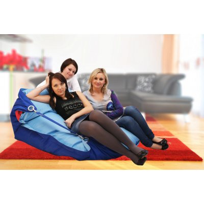 BeanBag Home Comfort Duo 189x140 s popruhy Dark Blue-Cyan – Hledejceny.cz
