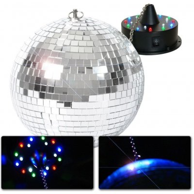 BeamZ Zrcadlová koule 20cm Set s motorkem s LED osvětlením – Hledejceny.cz