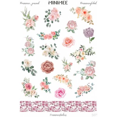 MINIMEE Papírové samolepky v aršíku A5 Růže 2 – Zboží Mobilmania
