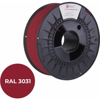 C-Tech Premium Line PLA, orientální červená, RAL3031, 1,75mm, 1kg (3DF-P-PLA1.75-3031) – Zbozi.Blesk.cz