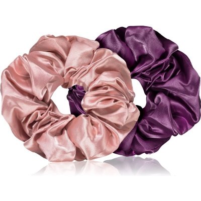 BrushArt Hair Large satin scrunchie set gumičky do vlasů Pink & Violet
