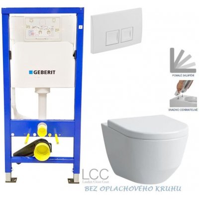 GEBERIT KOMBIFIX Basic tlačítko DELTA 50 bílá LAUFEN PRO LCC RIMLESS + SEDÁTKO 110.100.00.1 50BI LP2